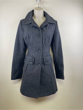 Tulle Charcoal Gray Wool-Blend Pea Coat
